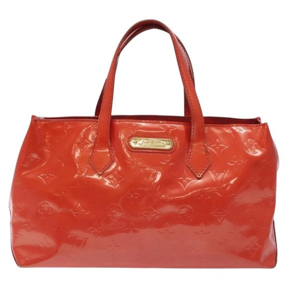 LOUIS VUITTON Vernis Wilshire PM Hand Bag Orenge Sunset - Picture 2 of 15
